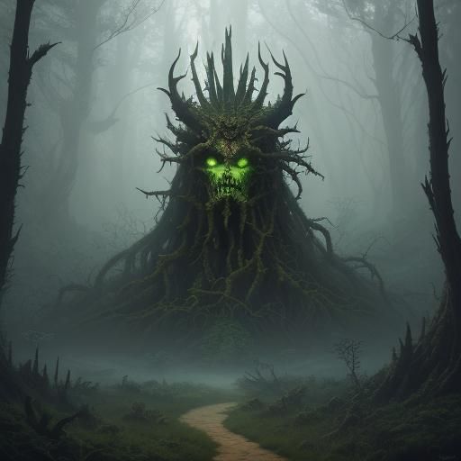 Cactus Demon Portrait in Dark Fantasy Style