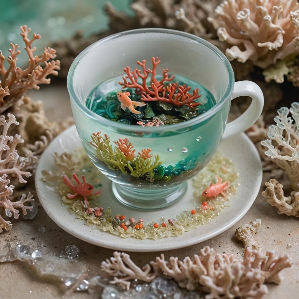 Underwater Fantasy World Inside Teacup: Macro Photography