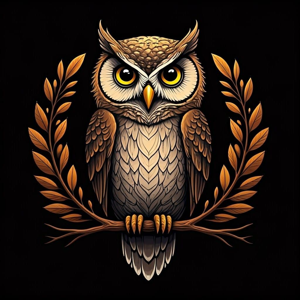 Detailed Owl Tattoo Stencil in Surreal Style