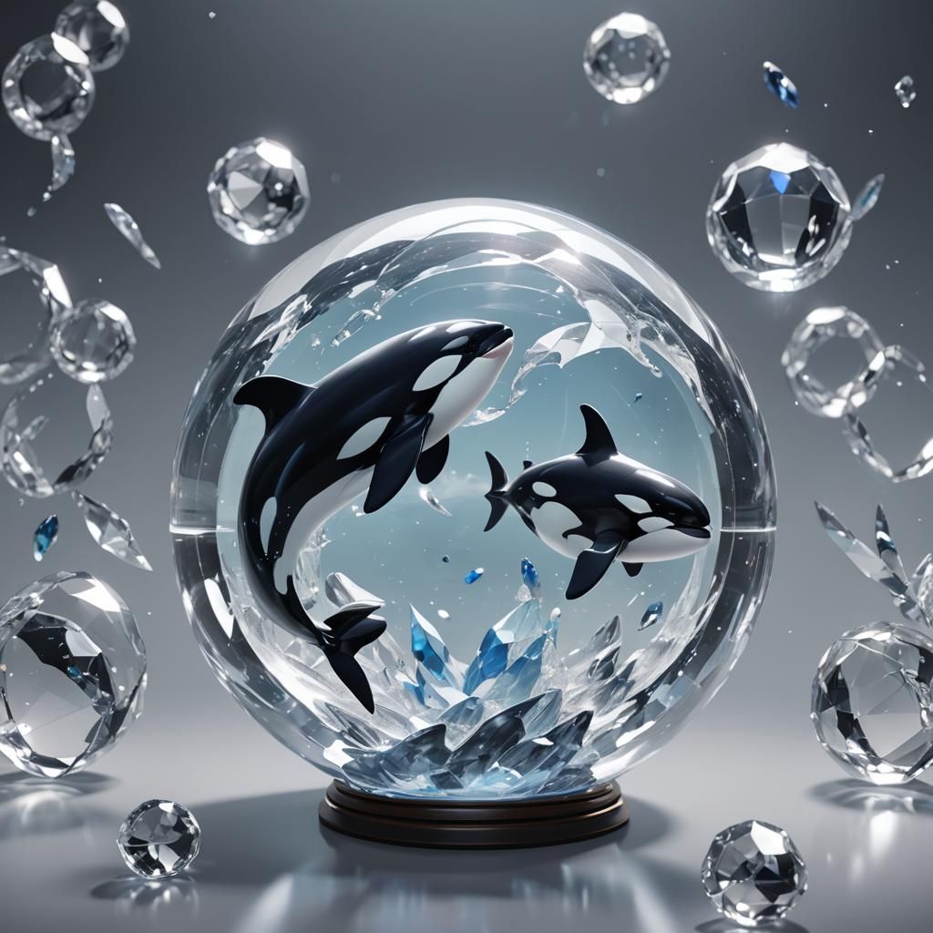 Orca Crystal Orb in Detailed 3D Anime Art