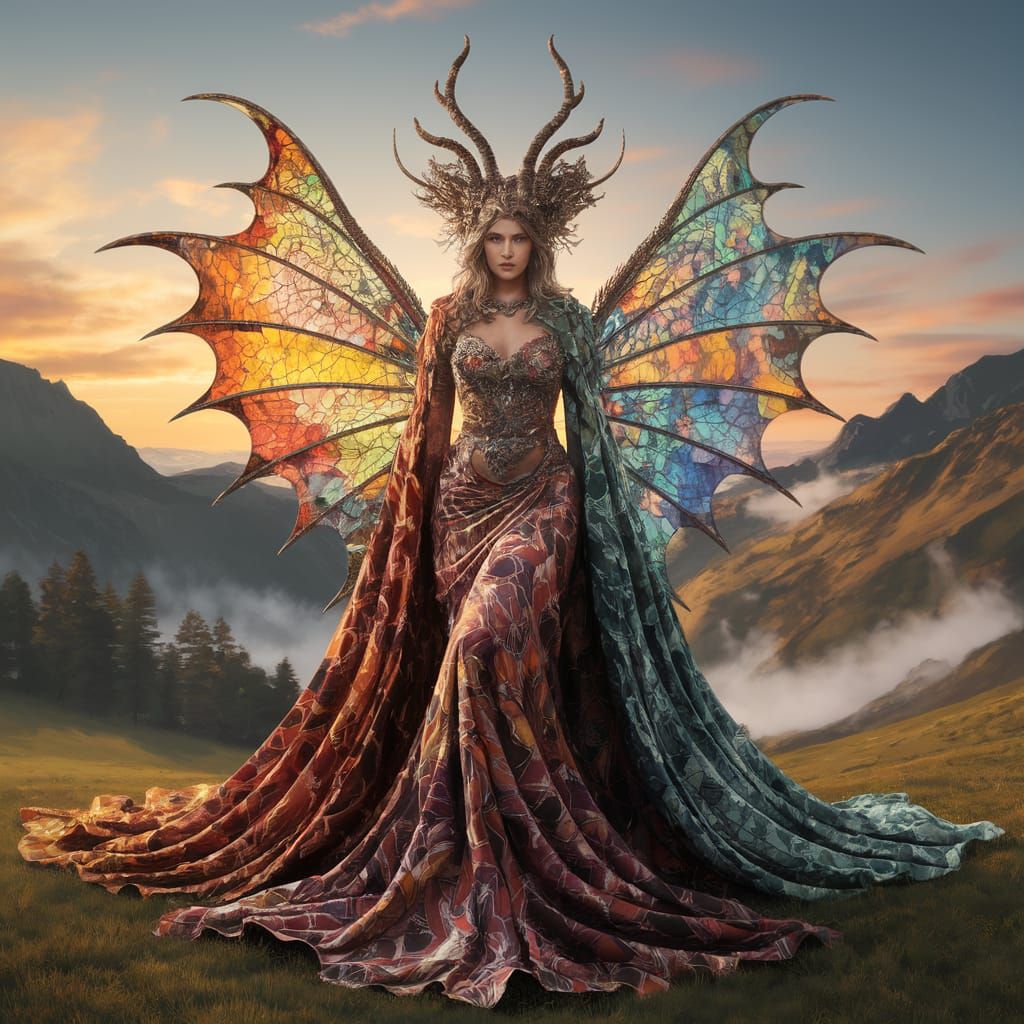 Dragon Goddess in Traditional Scottish Galla Dress