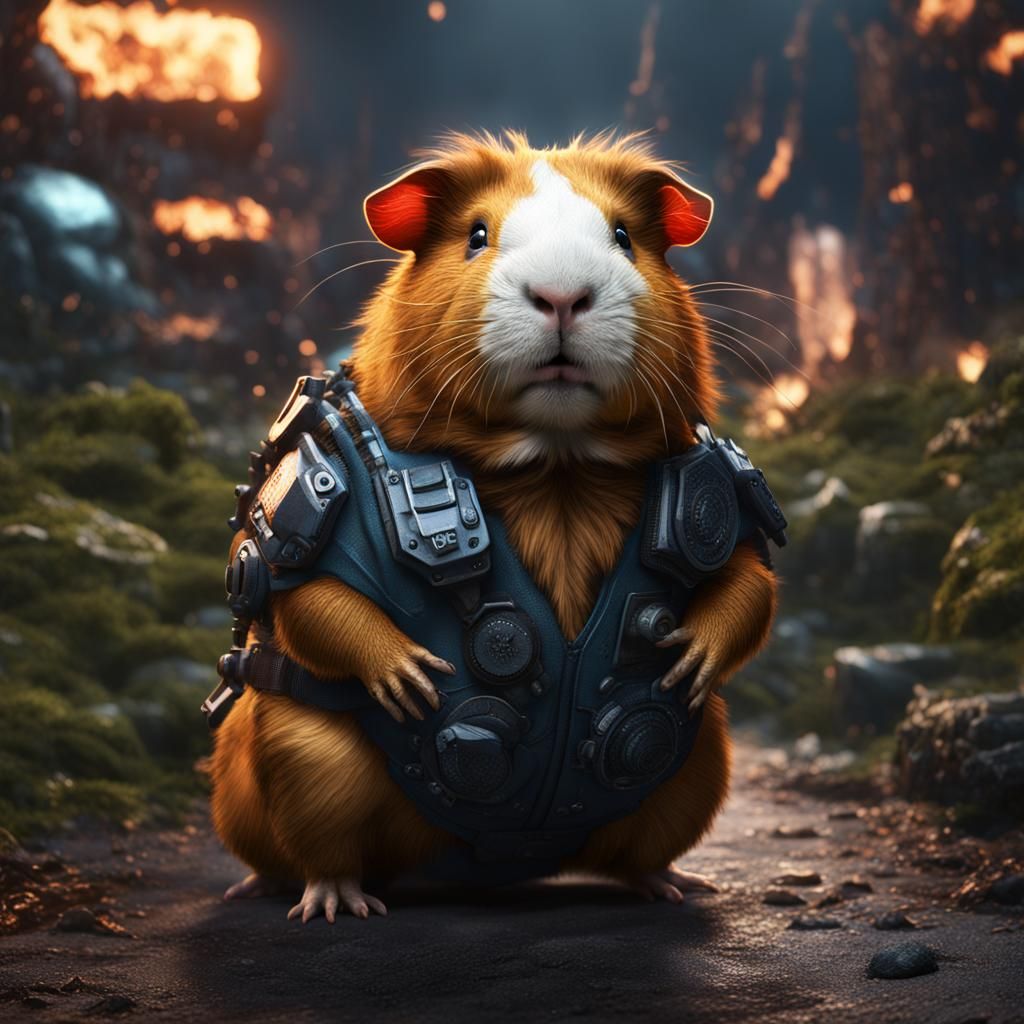 Guinea Pig in Godzilla Suit: Detailed Matte Painting