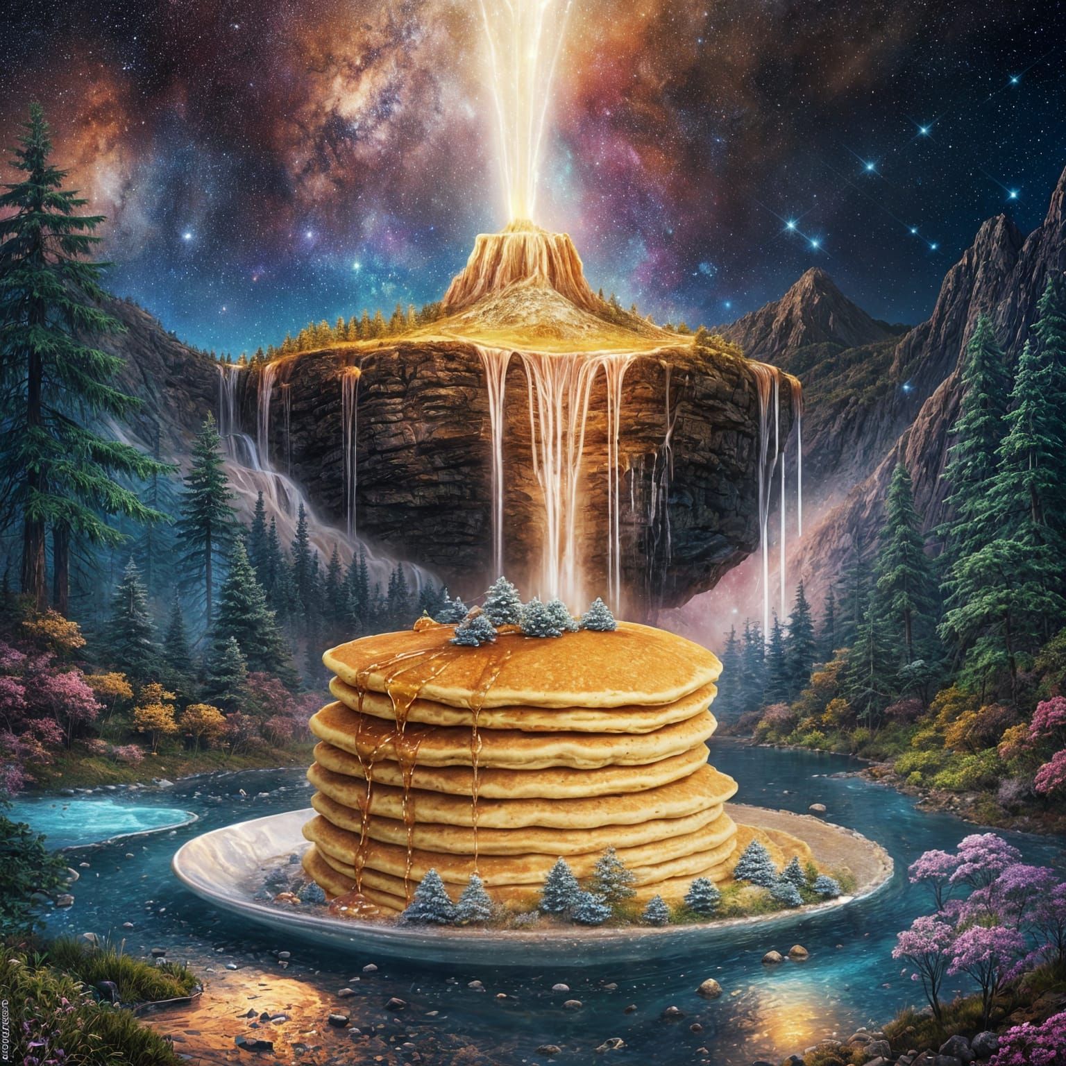 Pancake Mountain in Bioluminescent Enchanted Forest