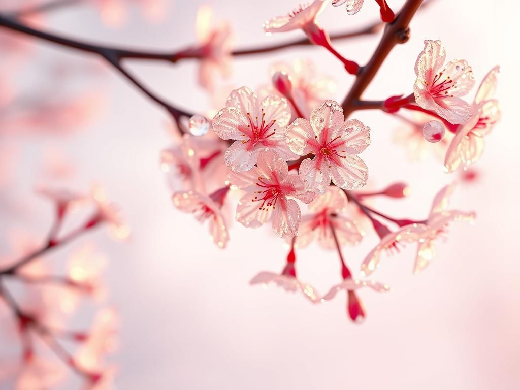 Crystal Cherry Blossoms in Futuristic Style