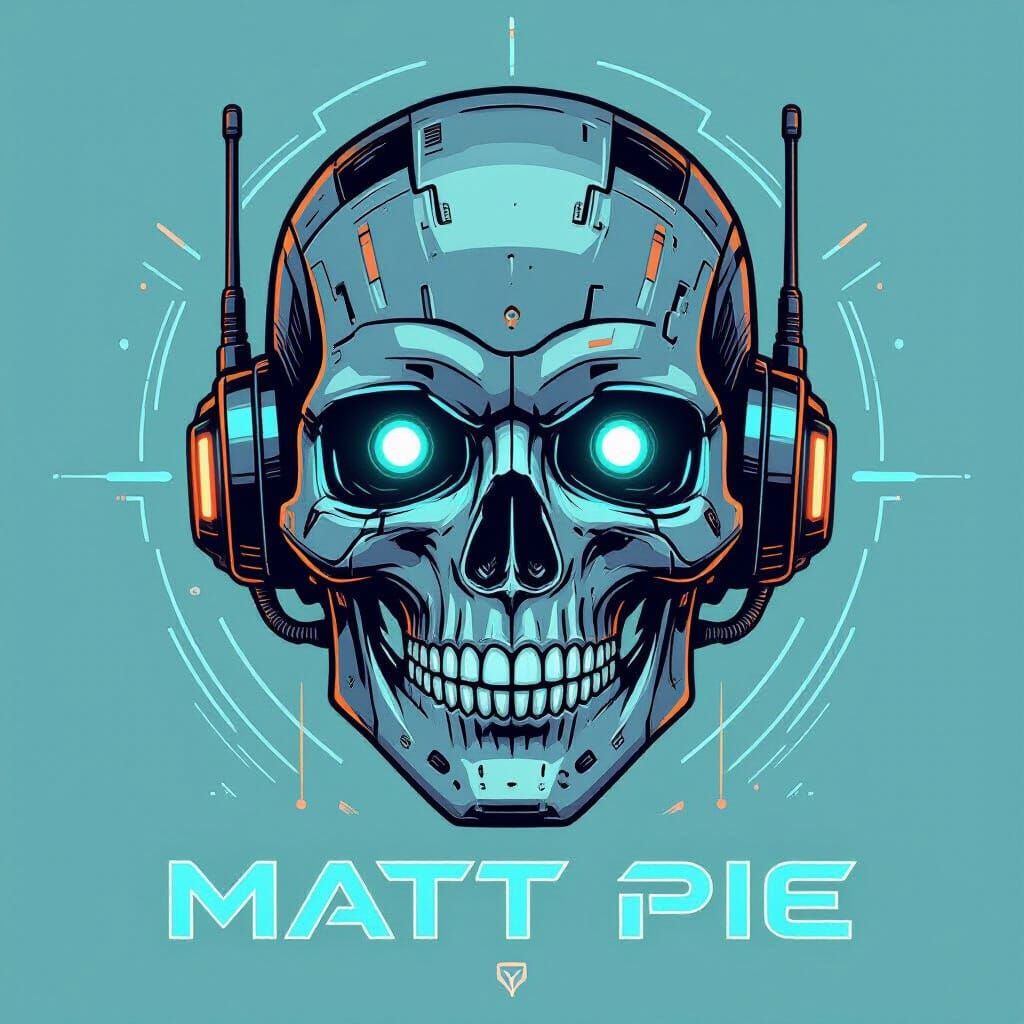 Futuristic Robotic Skull Vector Art with Neon Highlights