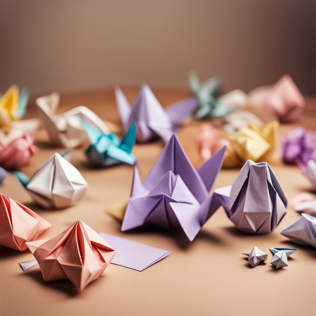 Origami Paper Folds Papercraft in 8K