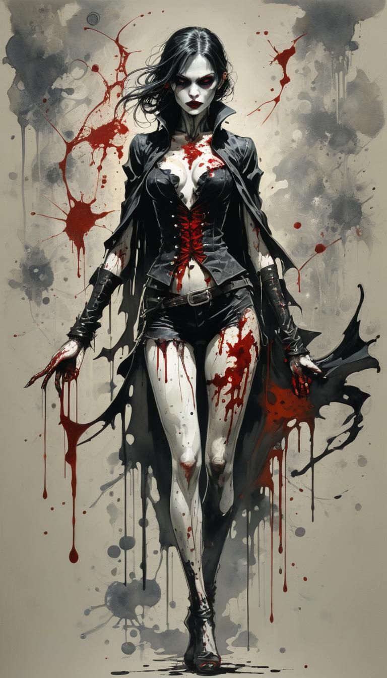 Blood Sorceress: Splatter Impasto Painting