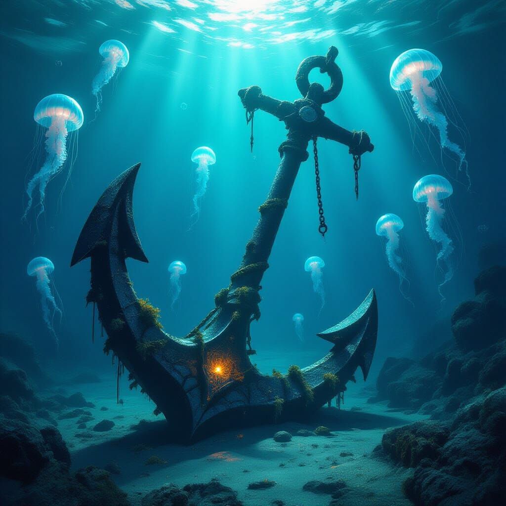 Mystical Deep Sea Anchor in Cyberpunk Atlantis