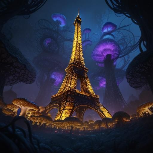 Eiffel Tower at Twilight: Fantasy Concept Art