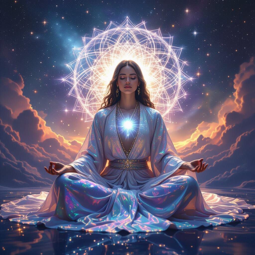 Stardust Being Meditating in Galactic Skyscape