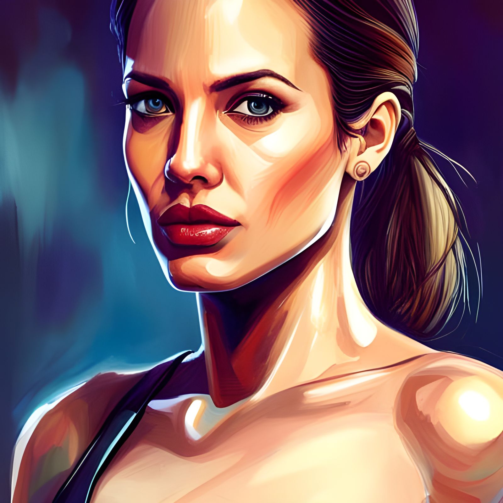 Lara Croft Inspired Hyperrealistic Splash Art Portrait