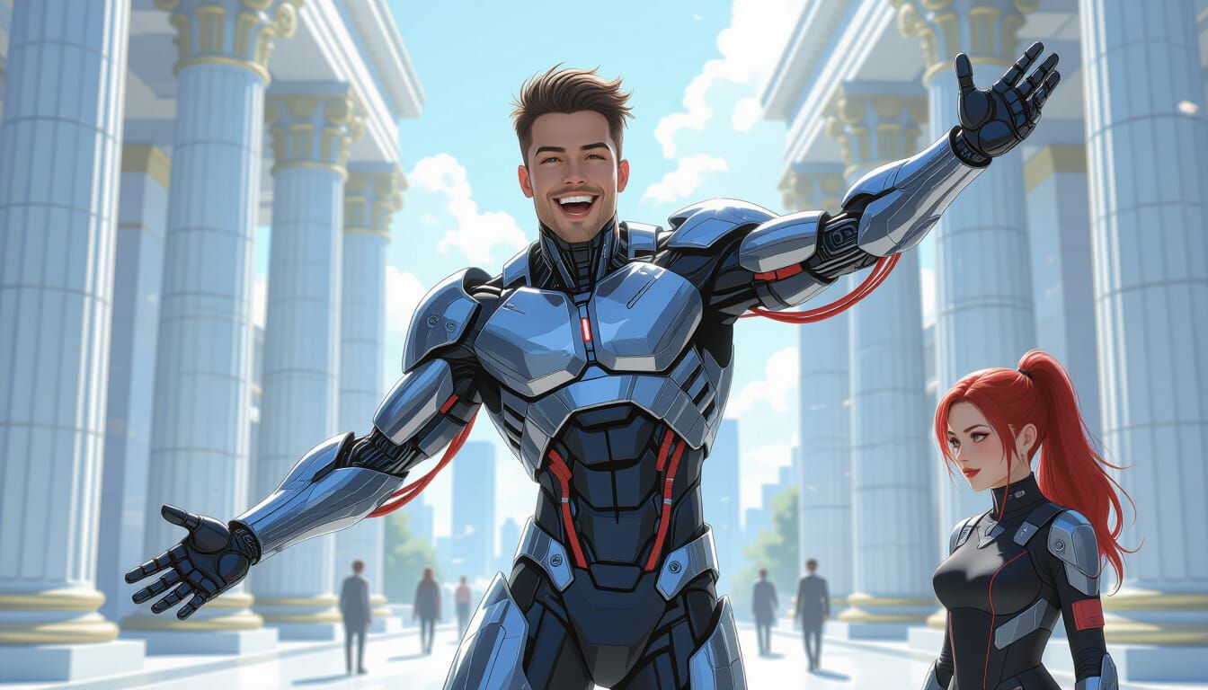 Joyful Cyborg Proposes on Futuristic Campus