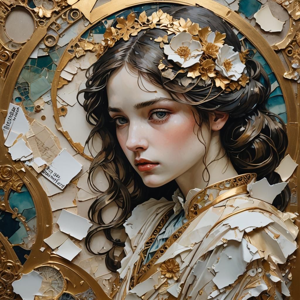 Girl in Victorian Art Nouveau Portrait