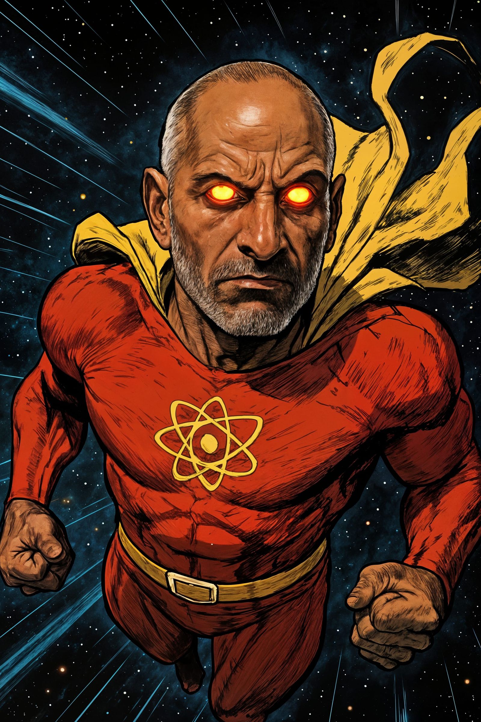 Soaring Superhero in Space, Comic Style