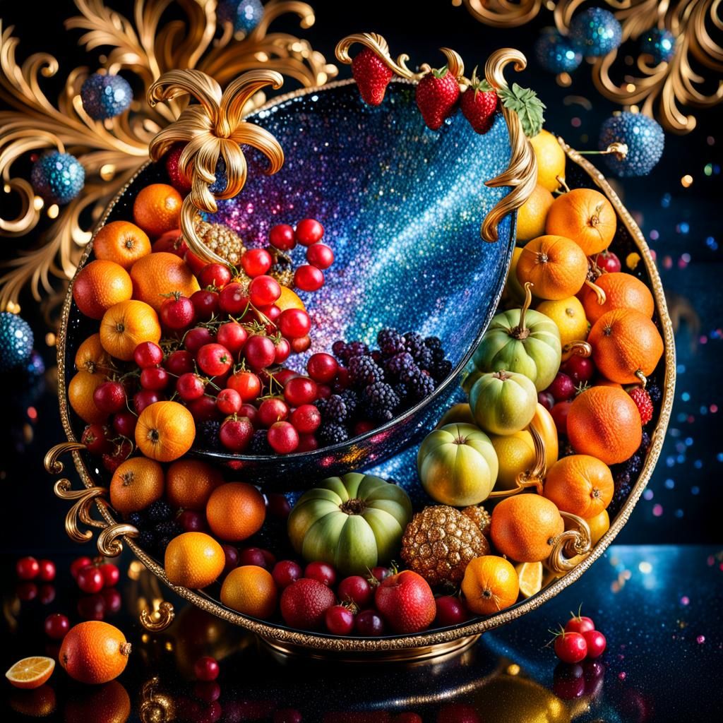 Sparkling Cornucopia Still Life in Baroque Style