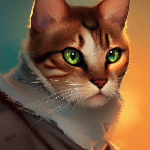 Kitty Cat Portrait in a Sock, Hyperdetailed Art