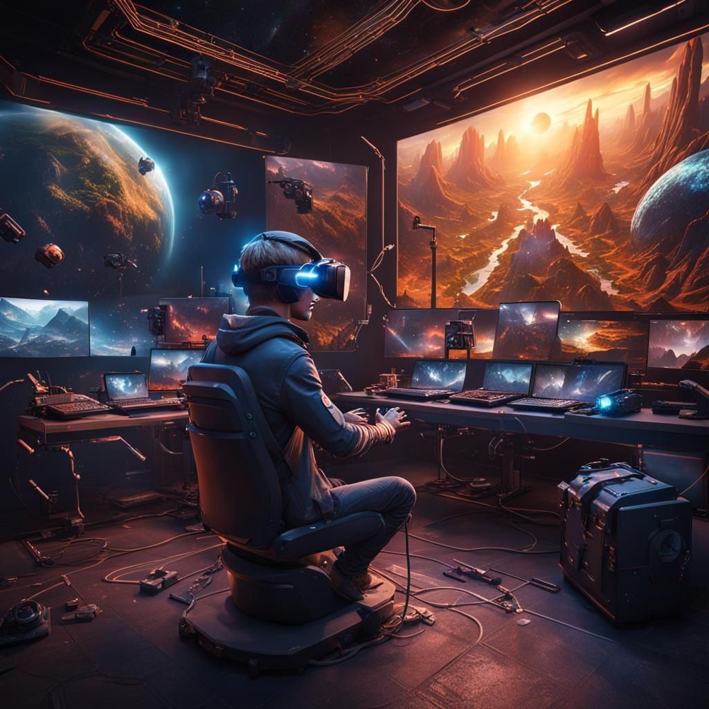 Futuristic VR Headsets: Detailed Matte Painting
