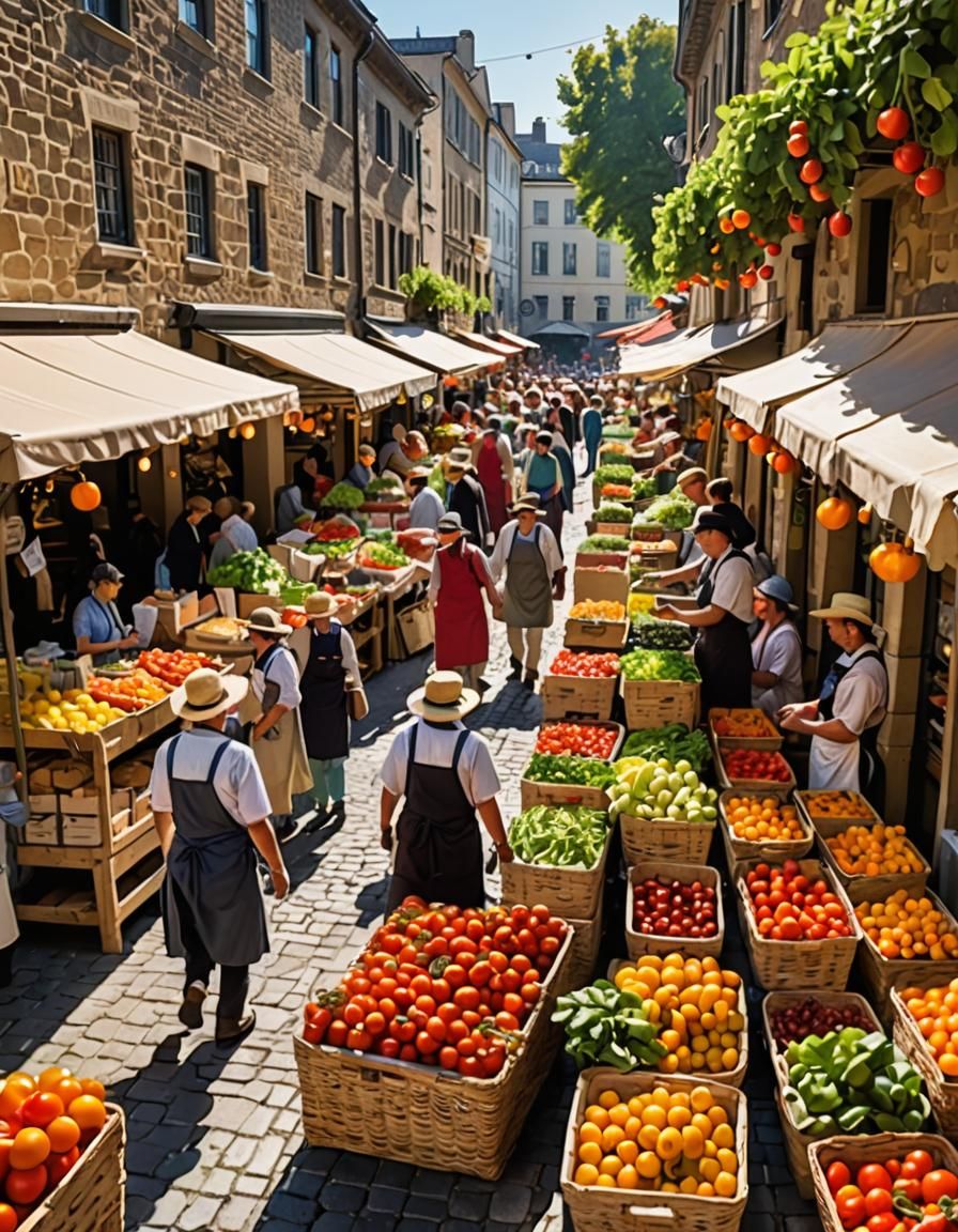 Farmers' Market with Colorful Produce in Unreal Engine 5