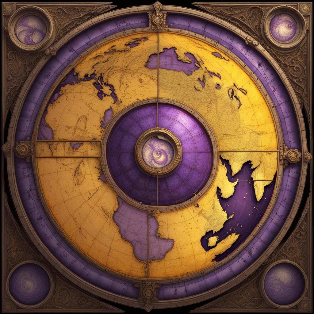 Yin-Yang World Map in Dark Fantasy Style