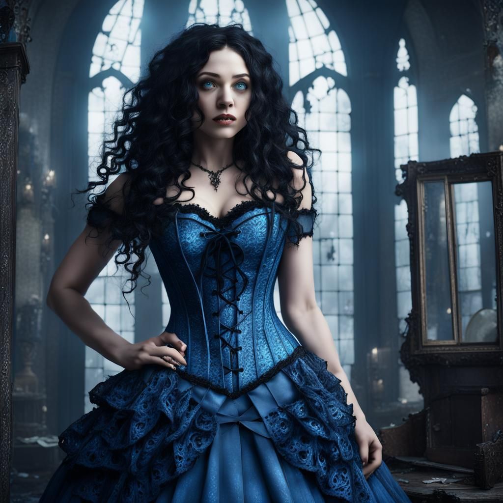 Gothic Alice Through Shattered Glass, Detailed Matte Paintin...