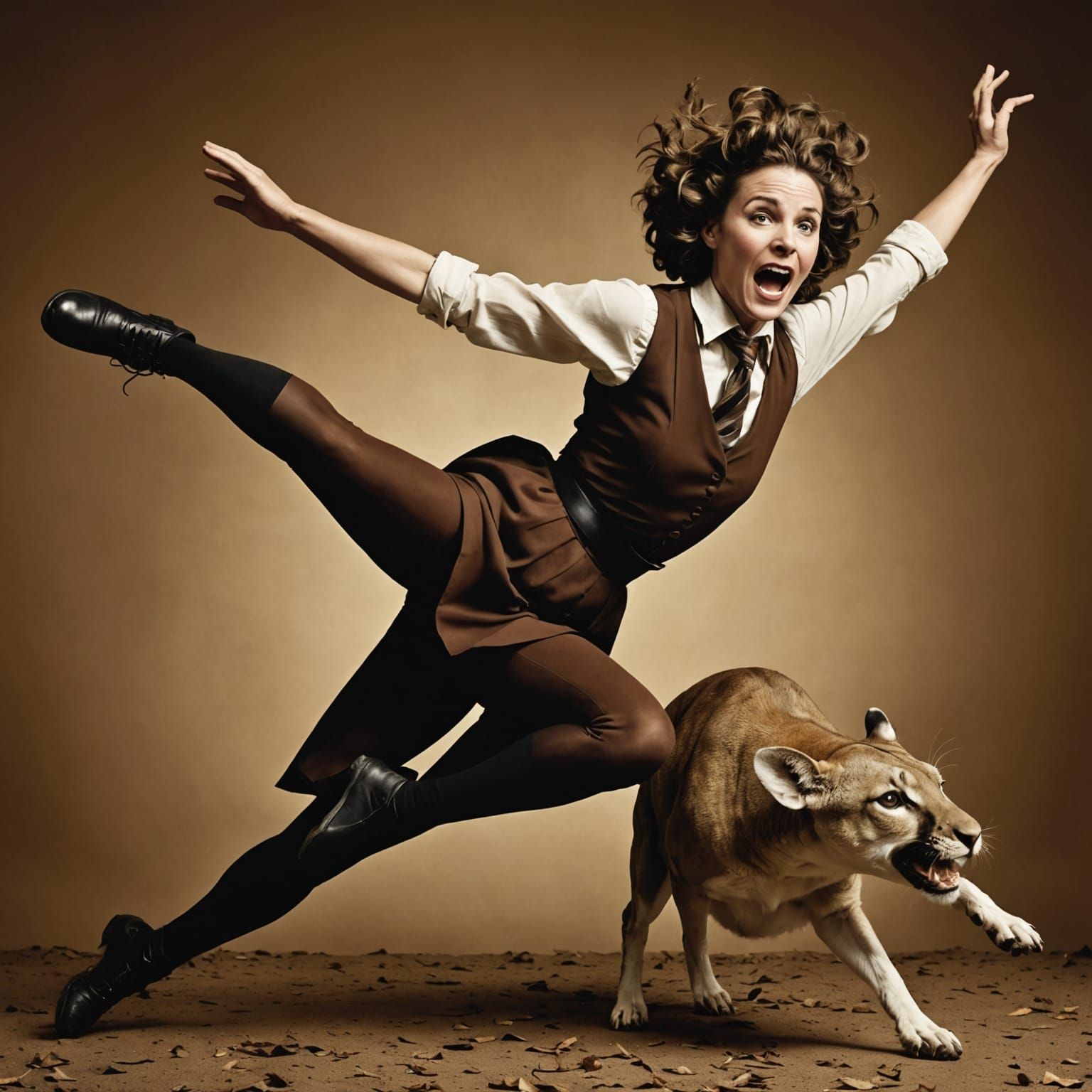 Vintage Sepia Photo Of A Dancing Contortionist