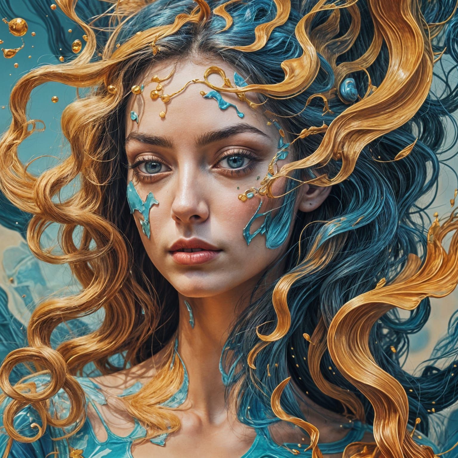 Abstract Denatured Figure in Vibrant Colors