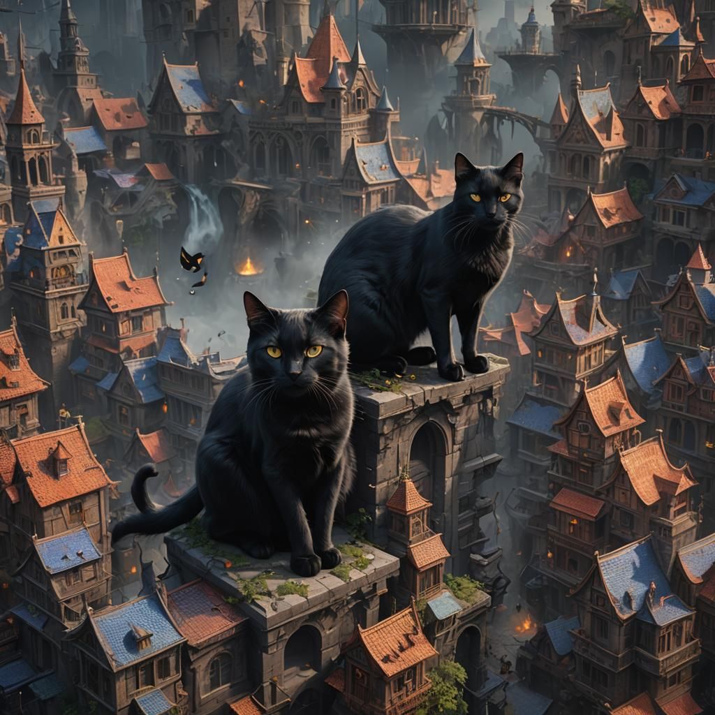 Fantastical Black Cat Fantasy Concept Art