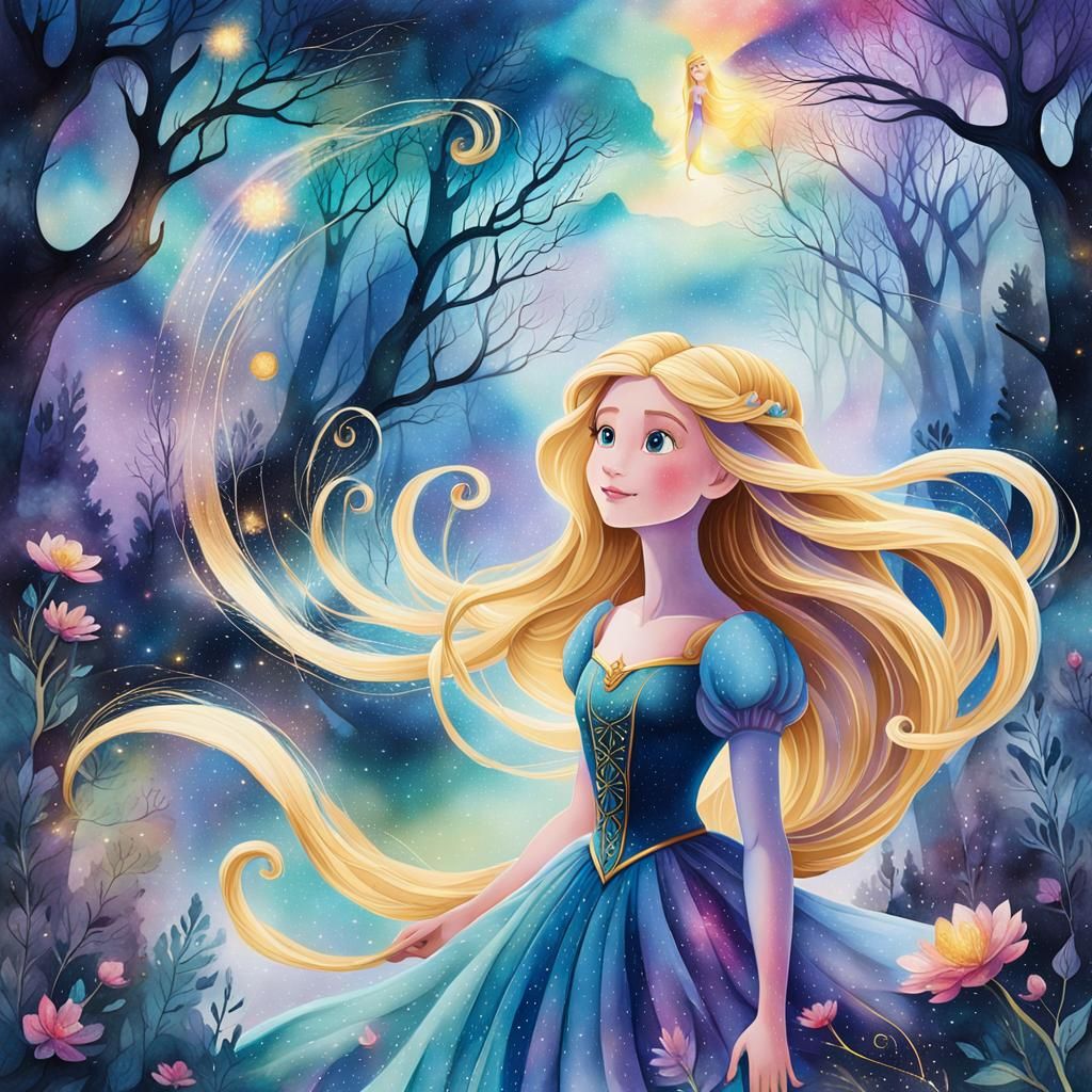 Ethereal Princess in Whimsical Cosmic Realm