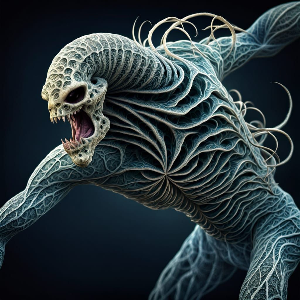 Ethereal Fractal Cryptid Emerges from the Shadows