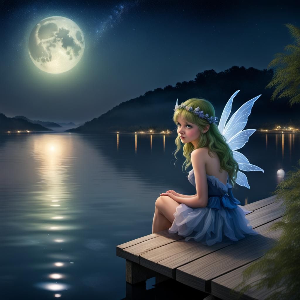Fairy at the Dock of the Bay at Night
