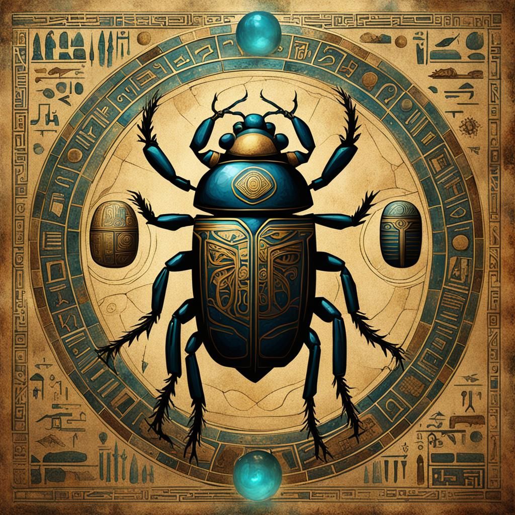 Sinister Scarab Beetle with Glowing Hieroglyphs