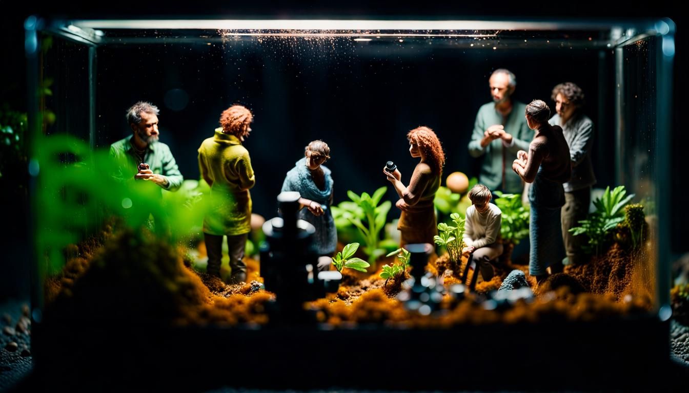 Terrarium with miniatur humans