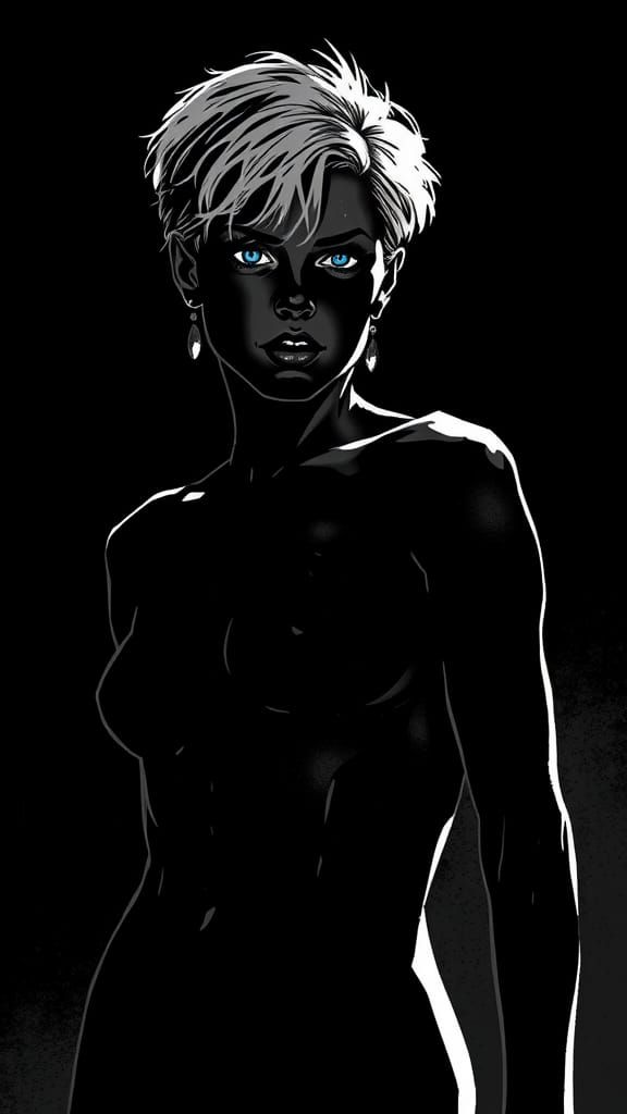 Silhouetted Figure in Graphic Novel Style