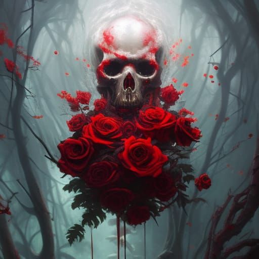 Skull and Roses: A Dark Fantasy Concept Art