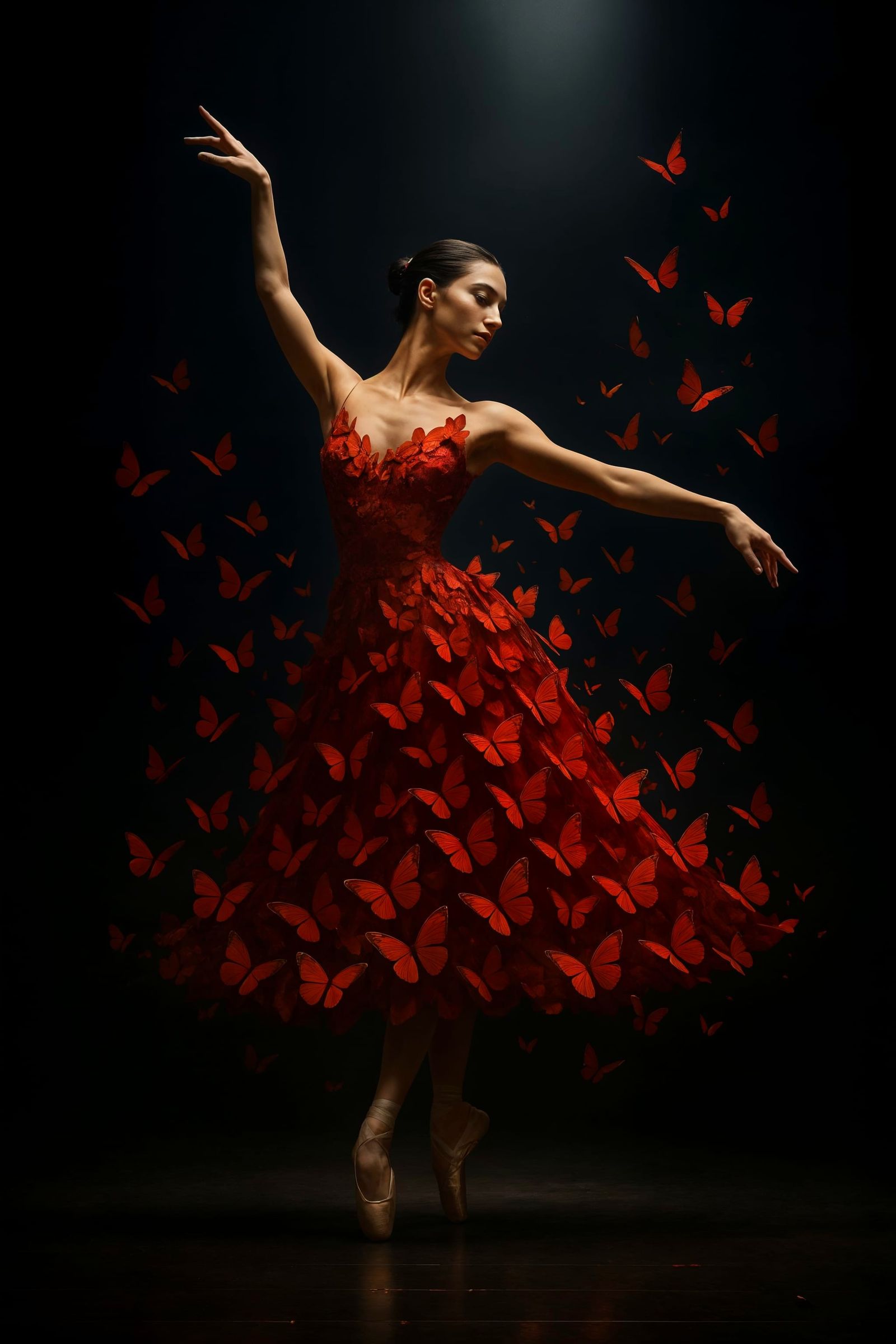 Ballerina's Butterfly Dress in Dreamlike Spotlight