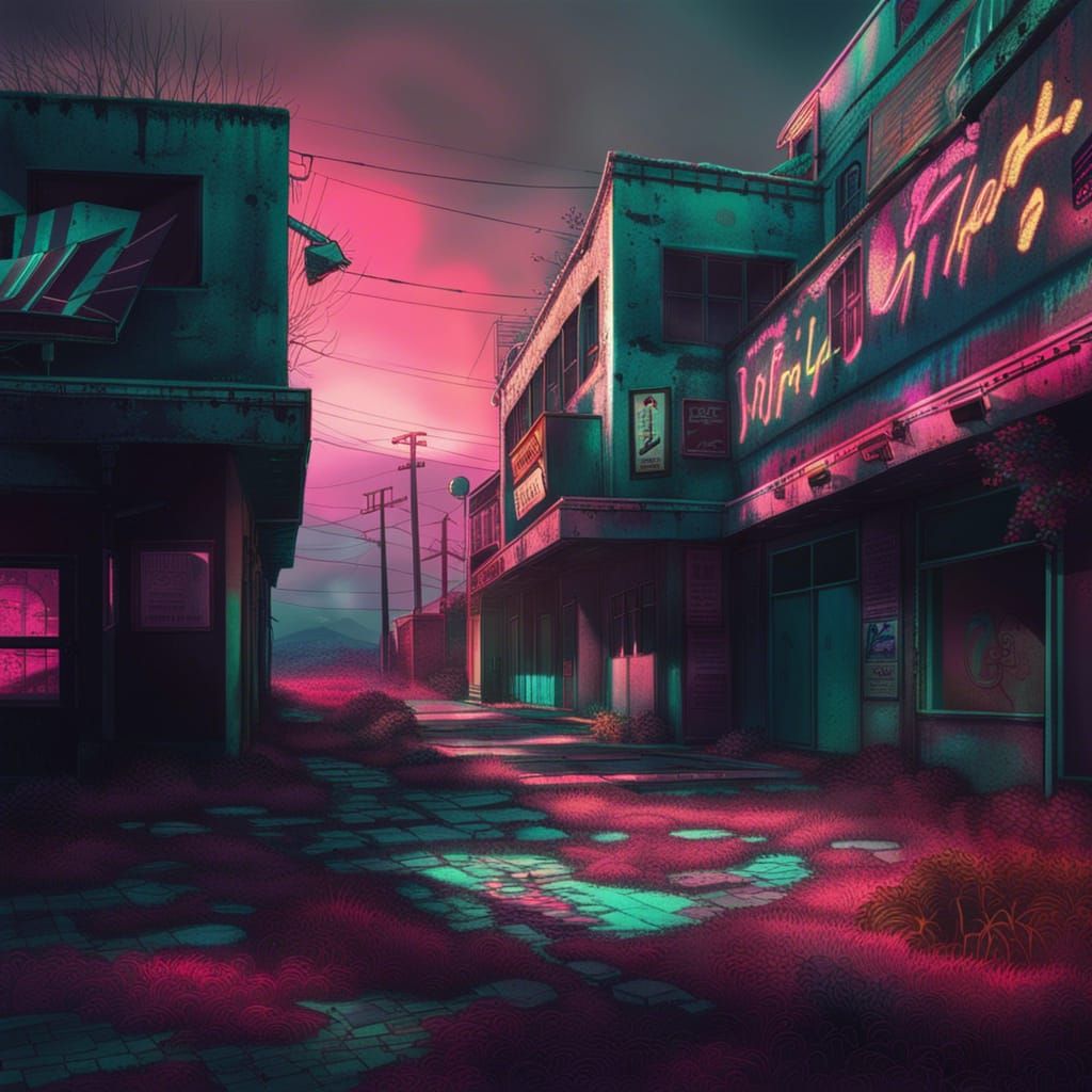 Synthwave Neon: Vibrant Past Meets Quiet Abandonment