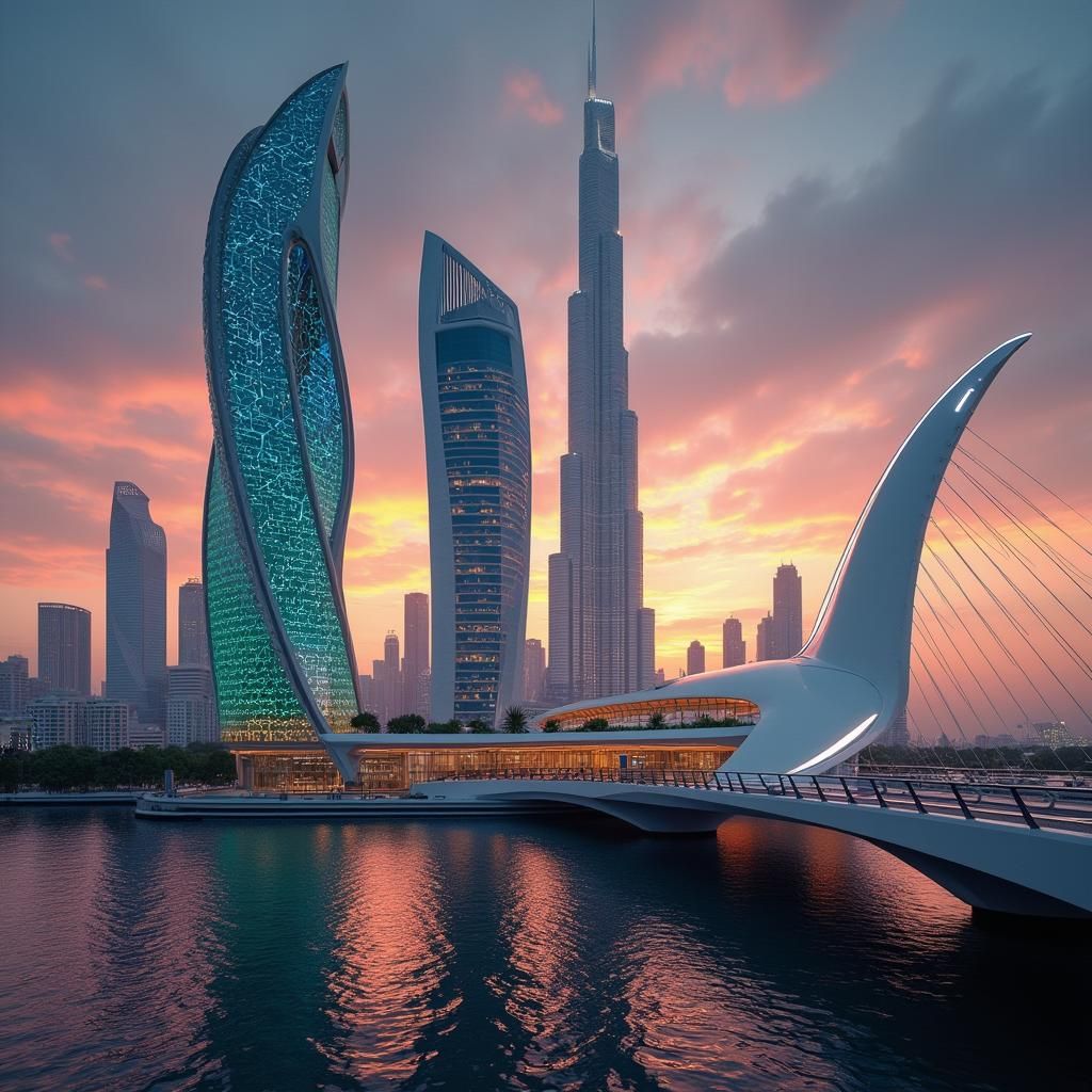 Futuristic Cityscape at Golden Hour