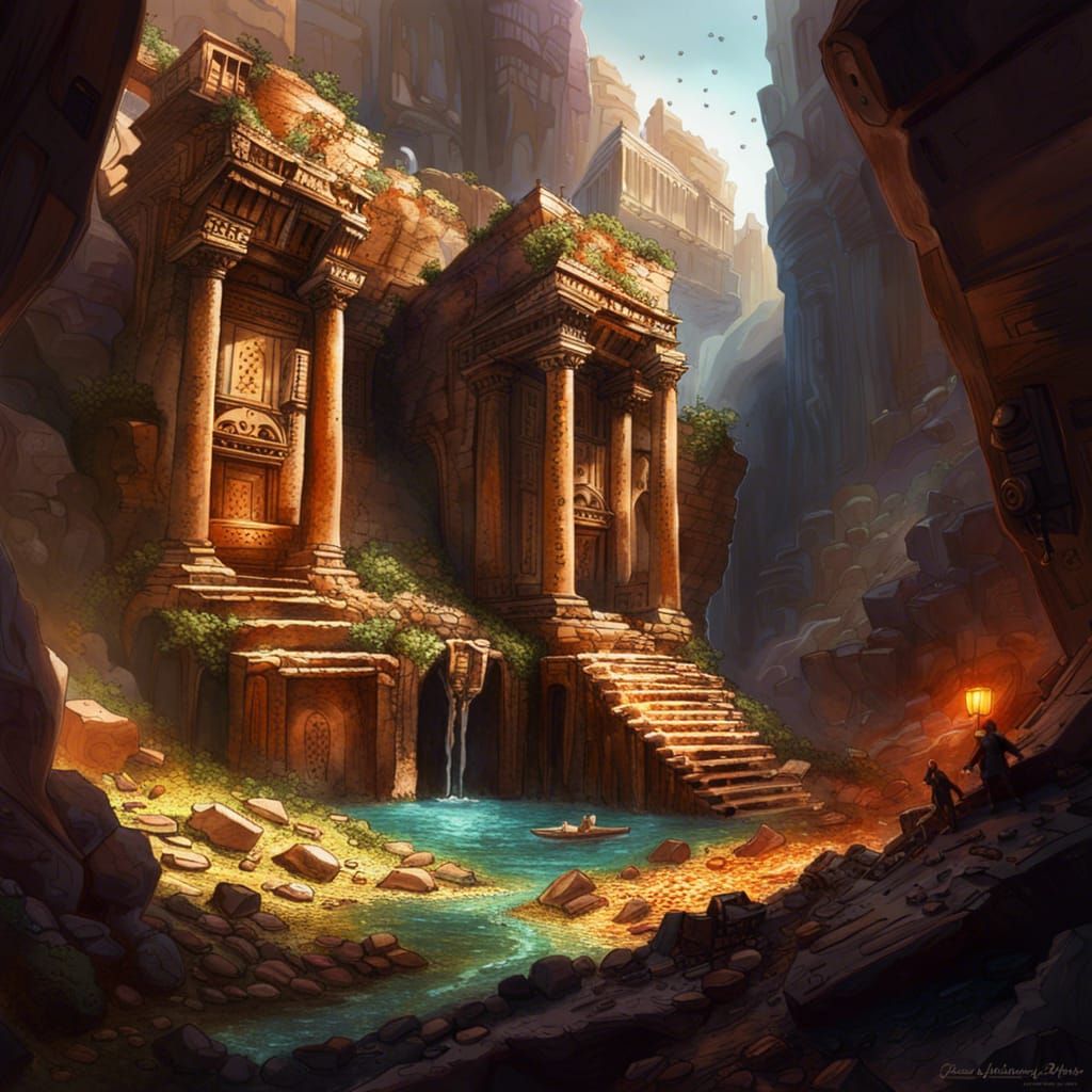 Hyperrealistic Archeological Dig Site in Canyon