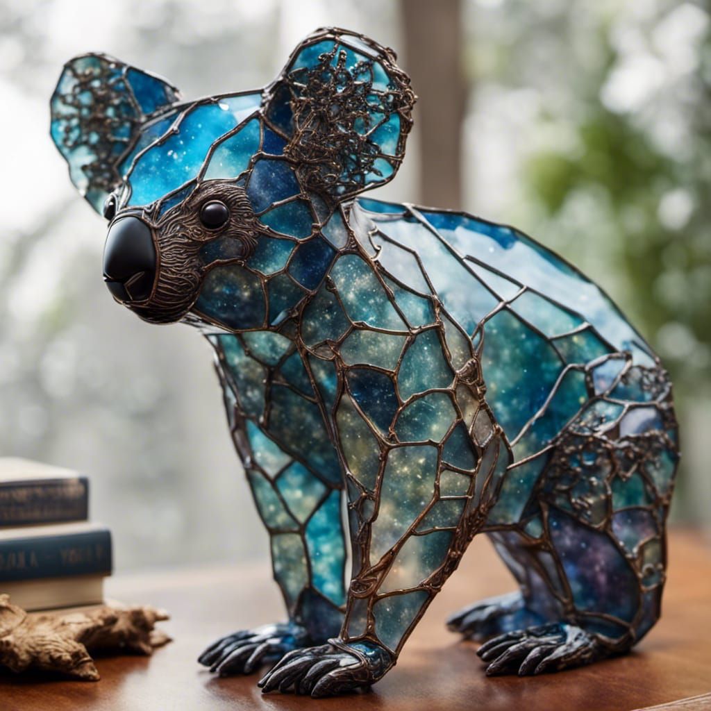 Stained Glass Koala Figurine with Constellations