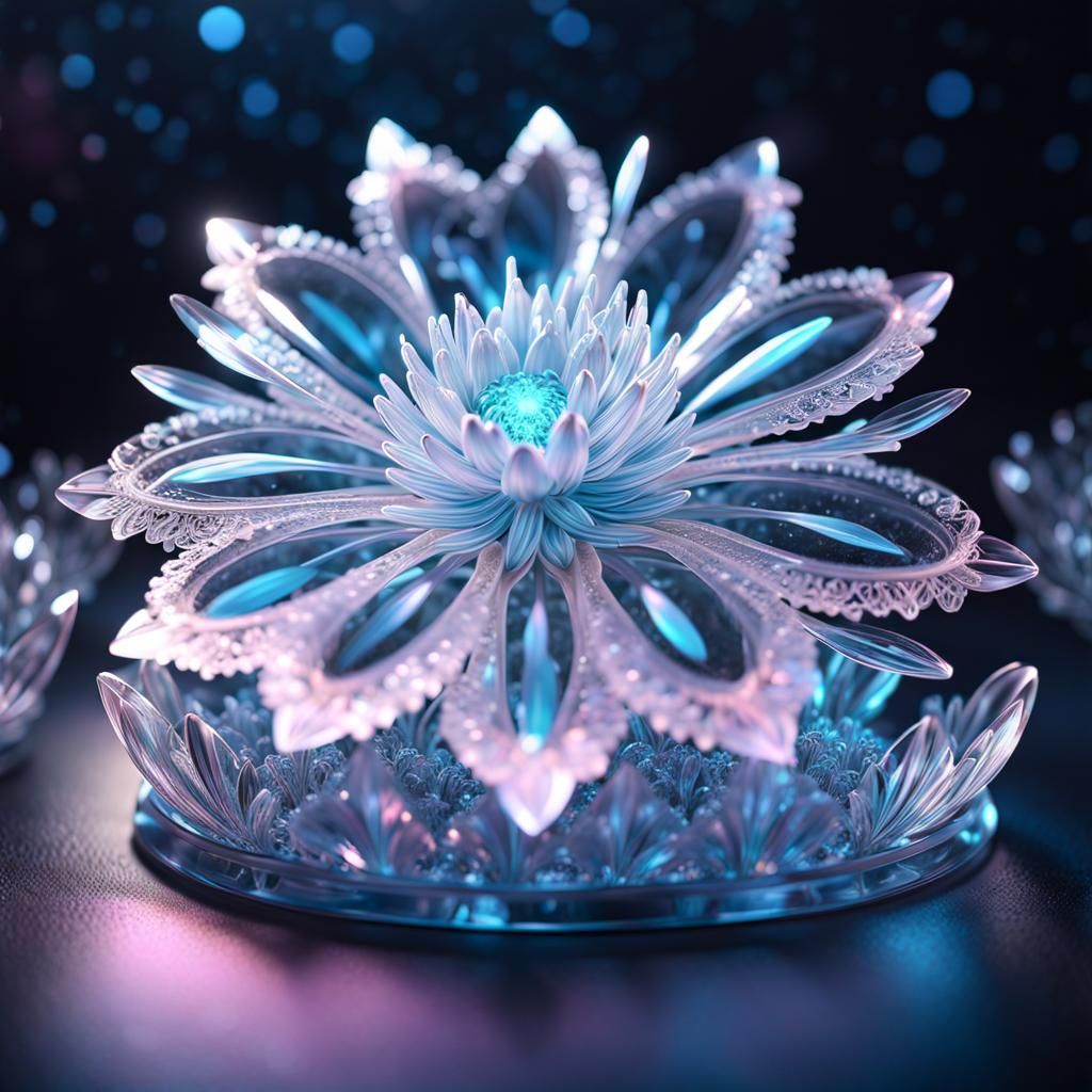Magical Ice Flower Sculpture in Pastel Colors