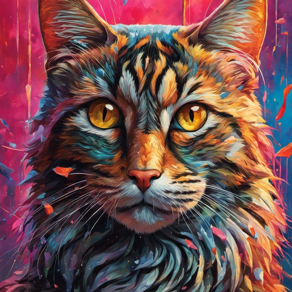 Hyperrealistic Cat Smitten with Love Madness