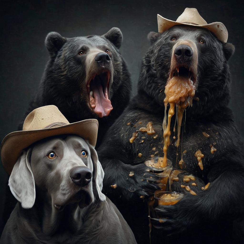 Humorous Portrait: Vomiting, Drunken, Obese Bears