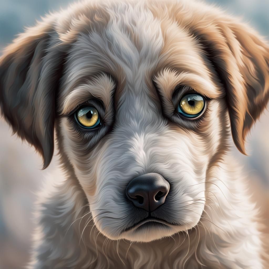 Melancholy Puppy: Irritated Eyes Reflecting Sadness