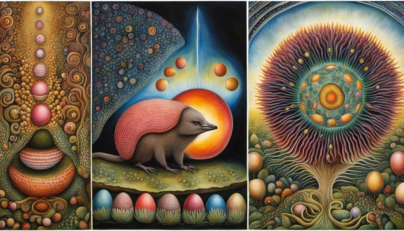 Echidna Doing Yoga: Codex Seraphinianus Style