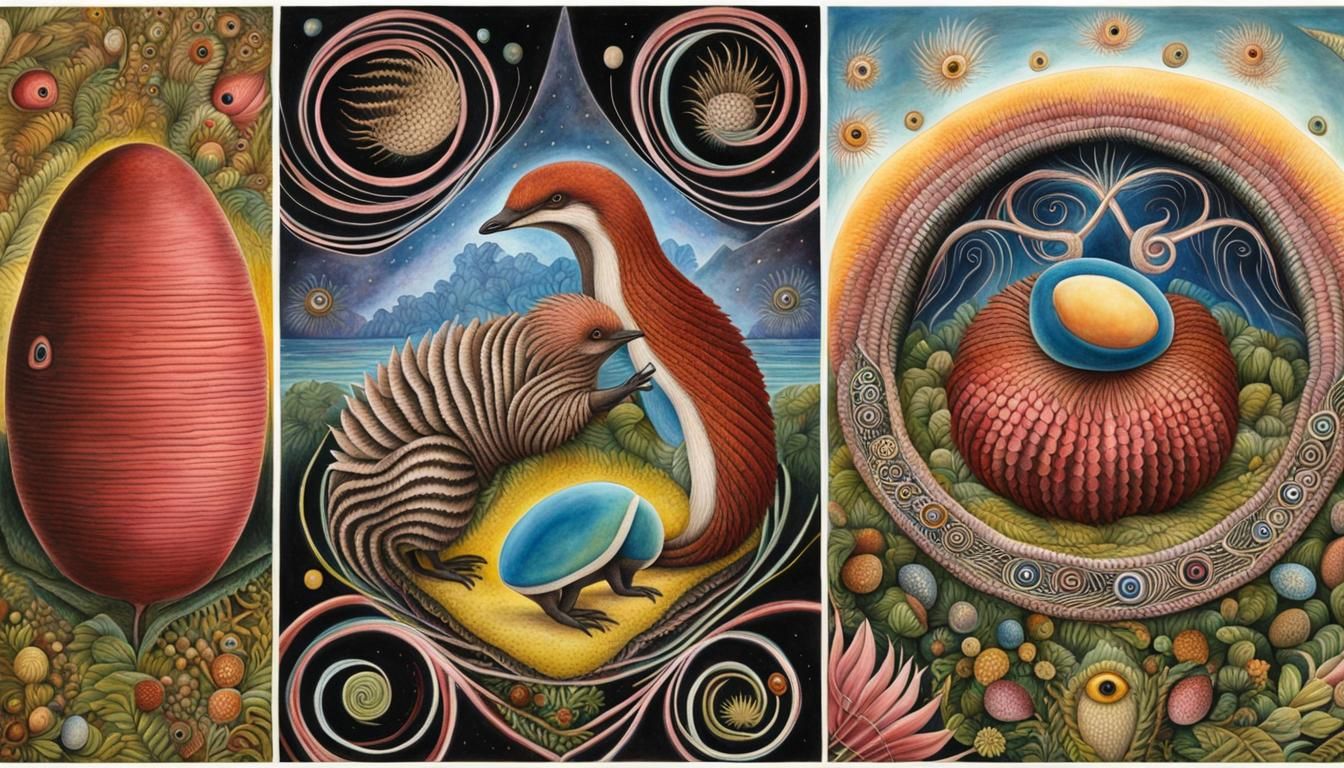 Echidna in Codex Seraphinianus Style Doing Yoga