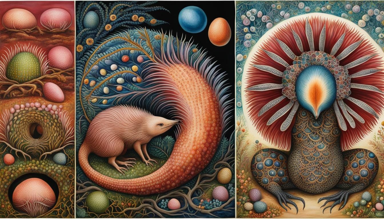 Echidna Yoga in Codex Seraphinianus Style
