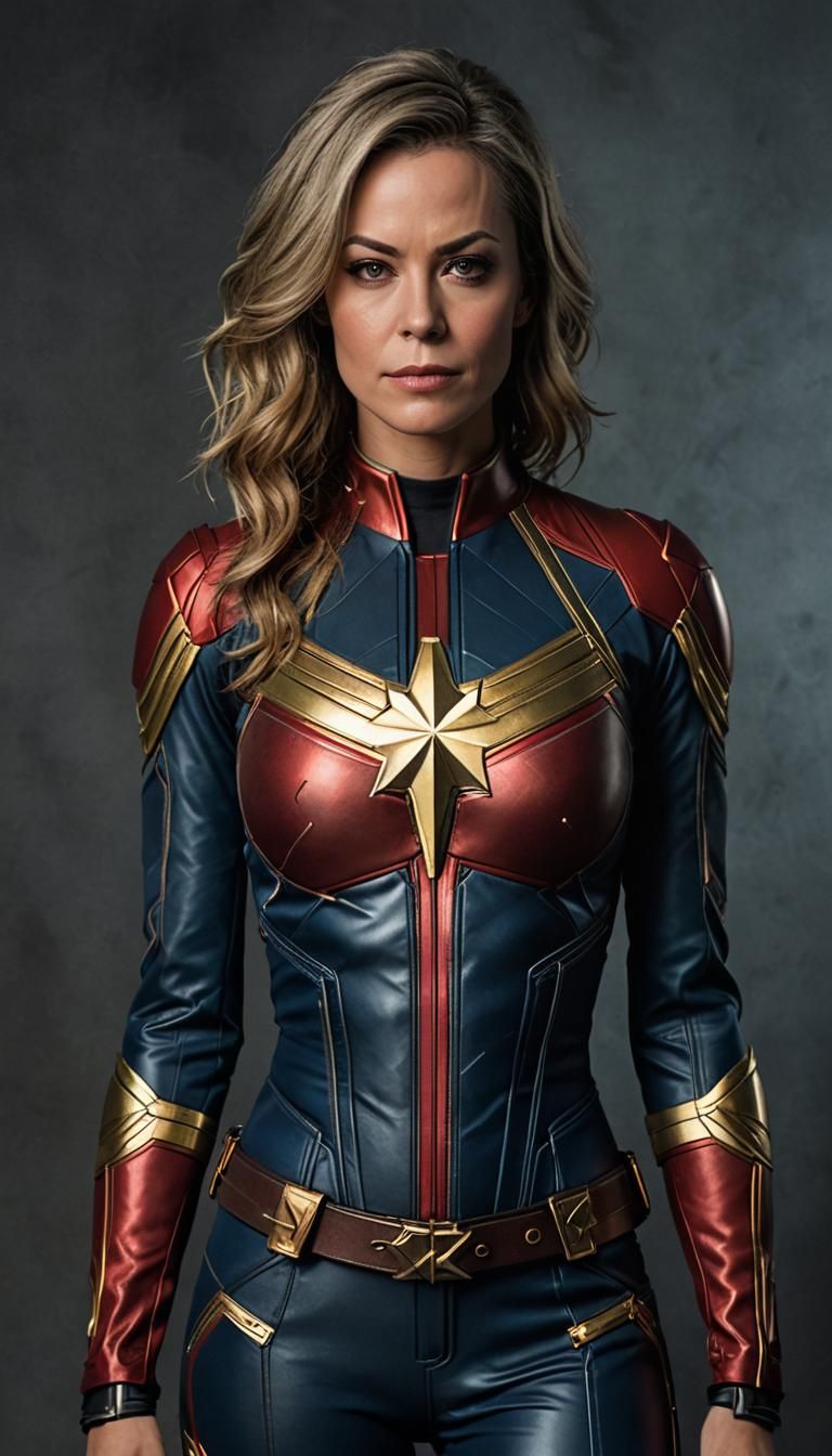 Jaime Lee Curtis dressed as CAPTAIN MARVEL