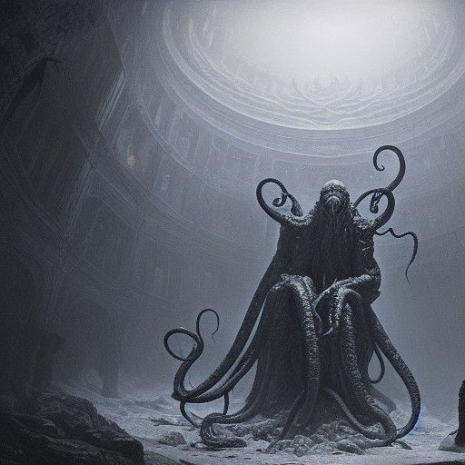 Lovecraftian Tentacle Monsters Gathering in Hyperrealistic P...