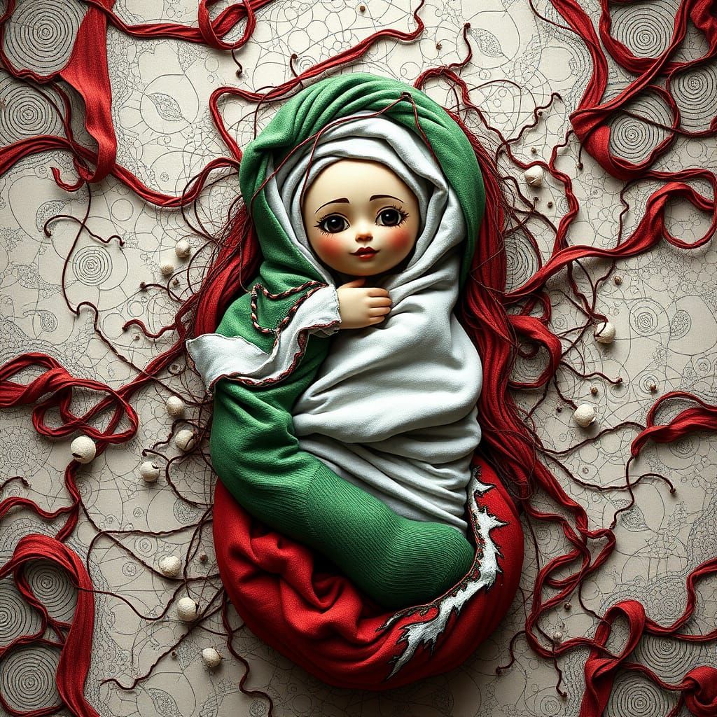 Russian Doll Socks with Abstract Fractal Patterns