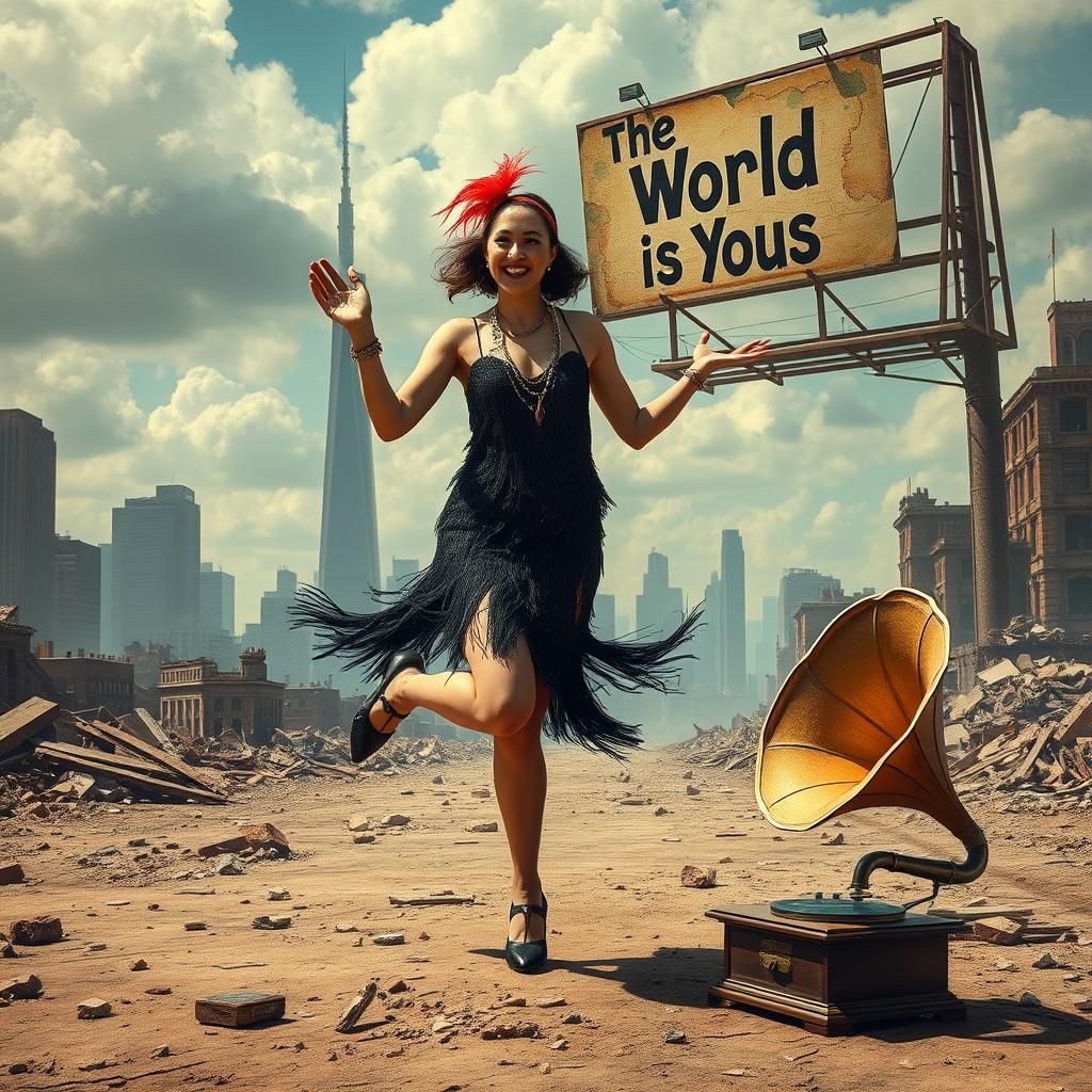 Charleston Flapper Dances in Apocalyptic Ruins